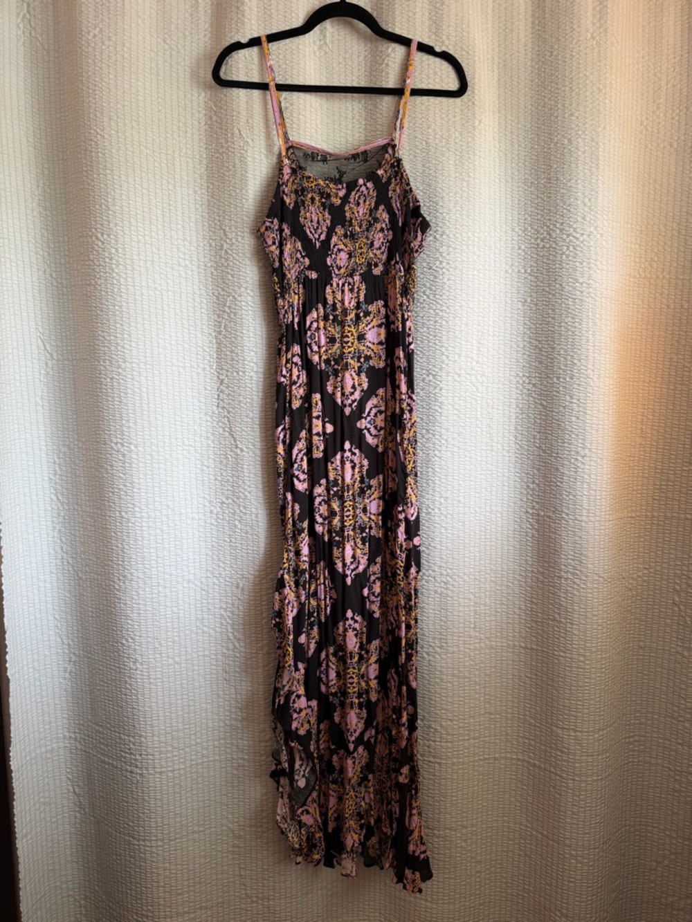 Free People Black Maxi Dress with Pink Floral Print - Picture 2 of 10